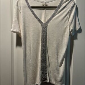 Calvin Klein Jeans White and Silver Short Sleeve Top